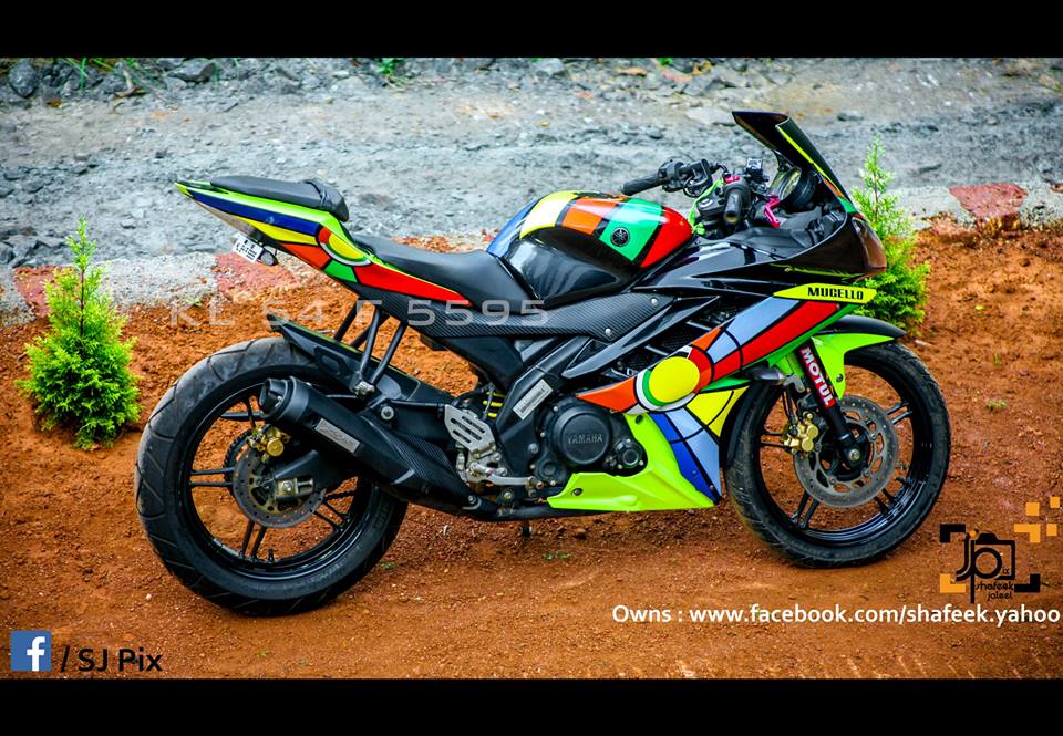Yamaha R15 V2 Modified In Kerala Abstract Stickers Modifiedx