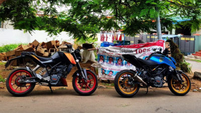 2017 Ktm Duke 390 Custom Blue Wrap Modified First One We Ve Seen