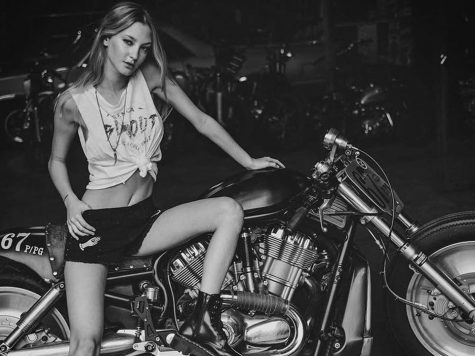 Beautiful Blondie and motorcycle