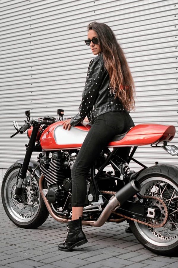 Red vintage rider girl
